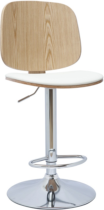 Tabouret de bar ajustable design blanc et bois clair BECK