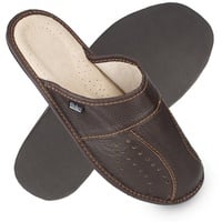 filsko Danzig Elegante Herren Pantoffeln aus Rindleder Hausschuh bis Schuhgröße 50! braun 49