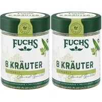 Fuchs Gewürze - 8 Kräuter gerebelt - Kräutermischung für Marinaden, Fischgerichte oder Kräuter-Frischkäse - natürliche Zutaten - 25 g in wiederverwendbarer, recyclebarer Dose (Packung mit 2)