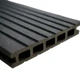 Woodstore24 WPC Terrassendiele 240 x 14,5 x 2 cm Hohlkammer Geriffelt Komplettset mit Clipsystem Anthrazit 40 m2