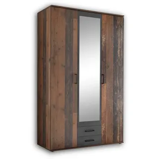 Pol-Power Chicago Kleiderschrank Holzwerkstoff Melamin 3 Türen 120x196x54 cm