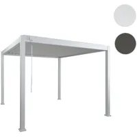 Mendler Alu Pergola HWC-N94, Lamellen-Pavillon Terrassen√oberdachung, stabiles 10cm-Metall-Gestell 3x3m