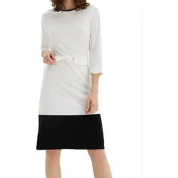 Damen Sommer-Kleid Jersey-Kleid mit Reißverschluss Mini-Kleid Frühlings-Kleid 960734 Weiß - 40