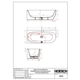 Hoesch iSensi Eckbadewanne 80 x 180 cm (1-Üb.-AL)