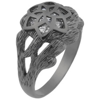 Der Herr der Ringe Fingerring »Dark Years Collection Nenya - Galadriels Ring - schwarz weiß, 20002184«, 13466859-62 gunfarben-kristallweiß + kristallweiß,