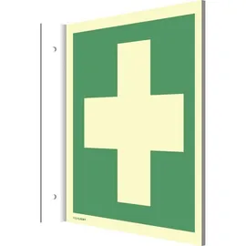 moedel - warnen-sichern-kennzeichnen Fahnenschild Erste Hilfe ISO 7010 14,8 m 148 x 148 mm Grün