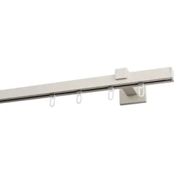 Gardinenstange GARESA "Nora", weiß, L:240cm, Aluminium, Gardinenstangen, Vorhanggarnitur, einfache Montage an die Wand, verlängerbar, Kappe