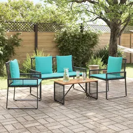 vidaXL Gartenlounge Set 9-tlg. Schwarz/Türkis