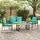 vidaXL Gartenlounge Set 9-tlg. Schwarz/Türkis