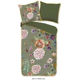 Descanso Bettwäsche Parma Satin, 135x200, Biese, Reißverschluss, Wendeoptik, Blumen