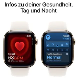 Apple Watch Series 10 GPS + Cellular 46 mm Titangehäuse gold Sportarmband polarstern M/L
