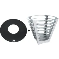 Feuertonne Feuerschale Feuerkorb Rund + Grillplatte Grillring Feuerplatte