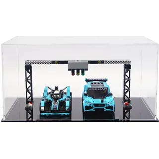 icuanuty Acryl Vitrine für Lego 76898 Speed Champions Formula E Panasonic Jaguar Racing GEN2 Jaguar I-PACE, Staubgeschützte Aufbewahrung und Organisation Vitrine für Lego Modell, 31x20x21cm