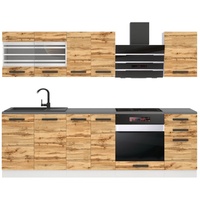 Belini Küchenzeile Küchenblock Margaret - Küchenmöbel 240 cm Einbauküche Vollausstattung ohne Elektrogeräten mit Hängeschränke und Untersch...