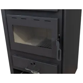 Blist Kaminofen mit Backfach Schwarz Holzofen 10,6 kW Kamin Napoli Ofen Dauerbrandofen Werkstattofen Schwedenofen Hüttenofen Heizofen