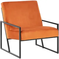 Beliani Sessel Orange mit Schwarzem Metallgestell Armlehnen Modern Relaxsessel