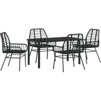 vidaXL Garten Essgruppe 5 pcs Schwarz Poly-Rattan - Schwarz