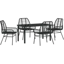 vidaXL Garten Essgruppe 5 pcs Schwarz Poly-Rattan - Schwarz