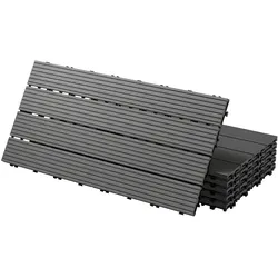 ECD Germany 12x WPC Terrassenfliesen Balkonfliese Klickfliese Fliesen 60x30cm Anthrazit 2m2