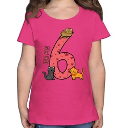 Shirtracer T-Shirt Katzen Sechster – 6. Geburtstag – Mädchen Kinder T-Shirt t-shirt mädchen 6 jahre – t shirt katzen rosa 116 (5/6 Jahre)