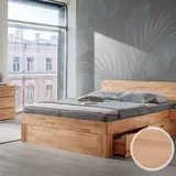 Massivholz »Los Angeles III« Kernbuche Massivholzbett 180x200 cm / 29 cm / mit 4 Bettschubladen