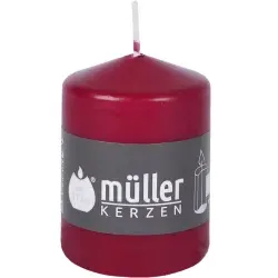 Müller Kerzen Stumpenkerze, weinrot 2010815747 , 1 Packung = 6 Stück, (Ø x H): 57 x 80 mm