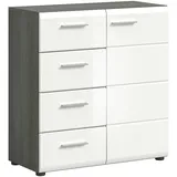 VCM Ebuy24 Salsa Sideboard 4 Schubladen 1 Tür weiß Hochglanz.