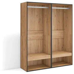 SKRAUT HOME Offener Schrank, Kleiderbügel mit Einlegeböden, 120x35x145 cm, Schlafzimmer, Kleidung, Schuhe, Moderner Stil, Eiche - 436_3