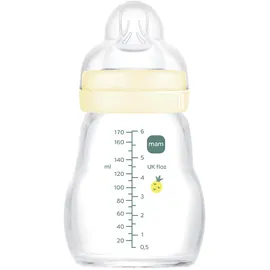 MAM Glasflasche, für Neugeborene, 0-2 Monate, 170 ml, mit 1 Sauger 1 mit langsamem Fluss aus Silikon, leicht anzunehmen, leicht zu reinigen, Feel Good, neutral, 1 Stück