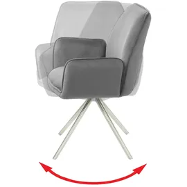 Mendler 6er-Set Esszimmerstuhl HWC-G67, Küchenstuhl Armlehne, drehbar Auto-Position, Samt MVG ~ dunkelgrau, Edelstahl