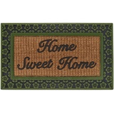 Relaxdays Fußmatte Sweet Home, 45x75 cm, Fußabtreter Blumen, Gummi & Kokos, rutschfest, innen & außen, grün/Natur