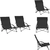 Klappbare Strandstühle 2 Stk. Schwarz Stoff - Klappbarer Stuhl - Gartenstuhl - Strandstuhl - Outdoor Möbel - Balkonmöbel