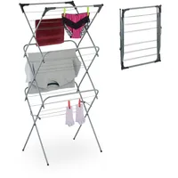 Relaxdays Wäscheständer, klappbar, 18 Stangen, 136x62x51 cm, innen, Metall,