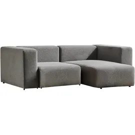 [en.casa] Sofa, Suldal 2-Sitzer mit Longchair Webstoff Grau