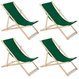 Liegestuhl Strandliege Gartenliege Sonnenliege 4er Set Dunkelgrün Buchenholz