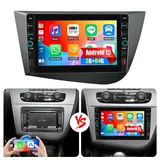 ESSGOO Für Seat Leon 1P1 2005-12 Android15 Autoradio Carplay GPS NAVI Mit USB Autoradio (RDS, 4+64GB(optional), Digitalradio (DAB), FM, SWC, Apple Carplay Android Auto GPS Navi WIFI BT EQ mit USB- und Type-C) schwarz