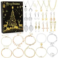 DAGLLGEW Schmuck Adventskalender 2024 24 Tage Gold Silber Weihnachtskalender umfasst Ohrringe Halsketten und mehr Weihnachts -Countdown -Adventskalender für Kinder Erwachsene