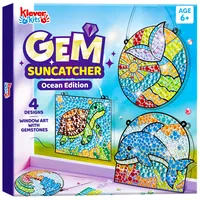 Klever Kits Suncatcher Fenster Bastelsets für Kinder,Geschenke für Mädchen 6 7 8 9 10 11 12 Jahre,DIY Diamant Malset Spielzeug,Basteln Mädchen Painting Set,Kreative Ozean Geschenke(4 Themen)