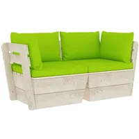 vidaXL Garten-Palettensofa 2-Sitzer mit Kissen Fichtenholz grün