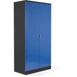 Schrank & Stuhl XXL Werkzeugschrank – Werkstattschrank mit 4 höhenverstellbaren Fachböden, Stahlschrank für Werkzeuge, 195 x 92 x 60 cm (H x B x T), Schwarz/Blau