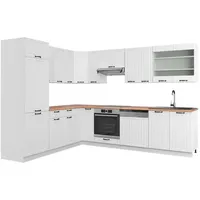 Vicco Eckküche, Fame-Line, 227 x 287 cm, AP Eiche, Weiß Landhaus/Weiß - Weiß