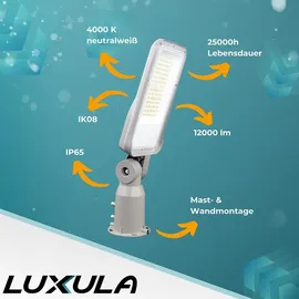 LUXULA Straßenleuchte LED 100 W 12000 lm IP65 neutralweiß