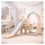 Sweety-Toys Rutsche Sweety Toys 12701 Schaukel und Rutsche 3-in 1 mit Basketballkorb grau
