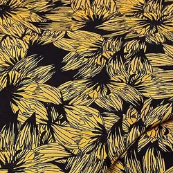 Blusenstoff "Blumen", schwarz/gelb