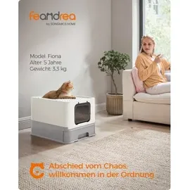 Songmics FEANDREA Katzentoilette, mit Deckel weiß/ grau