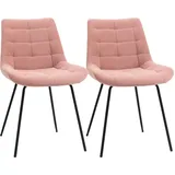 Homcom 2er Set Küchenstuhl mit Rückenlehne, Sitzbezug Aus Samt, für Esstisch, Rosa Textil, 61x79x50 cm, Esszimmer, Stühle, Esszimmerstühle, Vierfußstühle