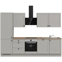 Nobilia Küchenleerblock Cascada, Grau, Eiche Metall, 3 Schubladen, nur wie online abgebildet bestellbar, 300 cm, Blauer Engel, Pefc, Goldenes M, Made in Germany, DGM-Klimapakt, seitenverkehrt erhältlich, vormontierter Korpus, Küchen, Küchenzeilen &