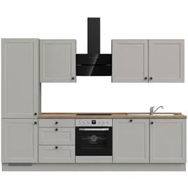 Nobilia Küchenleerblock Cascada, Grau, Eiche Metall, 3 Schubladen, nur wie online abgebildet bestellbar, 300 cm, Blauer Engel, Pefc, Goldenes M, Made in Germany, DGM-Klimapakt, seitenverkehrt erhältlich, vormontierter Korpus, Küchen, Küchenzeilen &