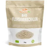 Bio Flohsamenschalen, 99% Reinheit, 1kg natürliche Flohsamenschalen, Psyllium Samenschalen, Naturbelassen, rein, Ballaststoffreich, Vegan, Zum Auflösen in Wasser, Getränken und Säften, NaturaleBio.