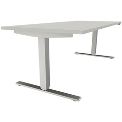 fm Büromöbel Elektrisch höhenverstellbarer Schreibtisch »Oldenburg« 180 cm Multiplexkanten grau, 180x128 cm